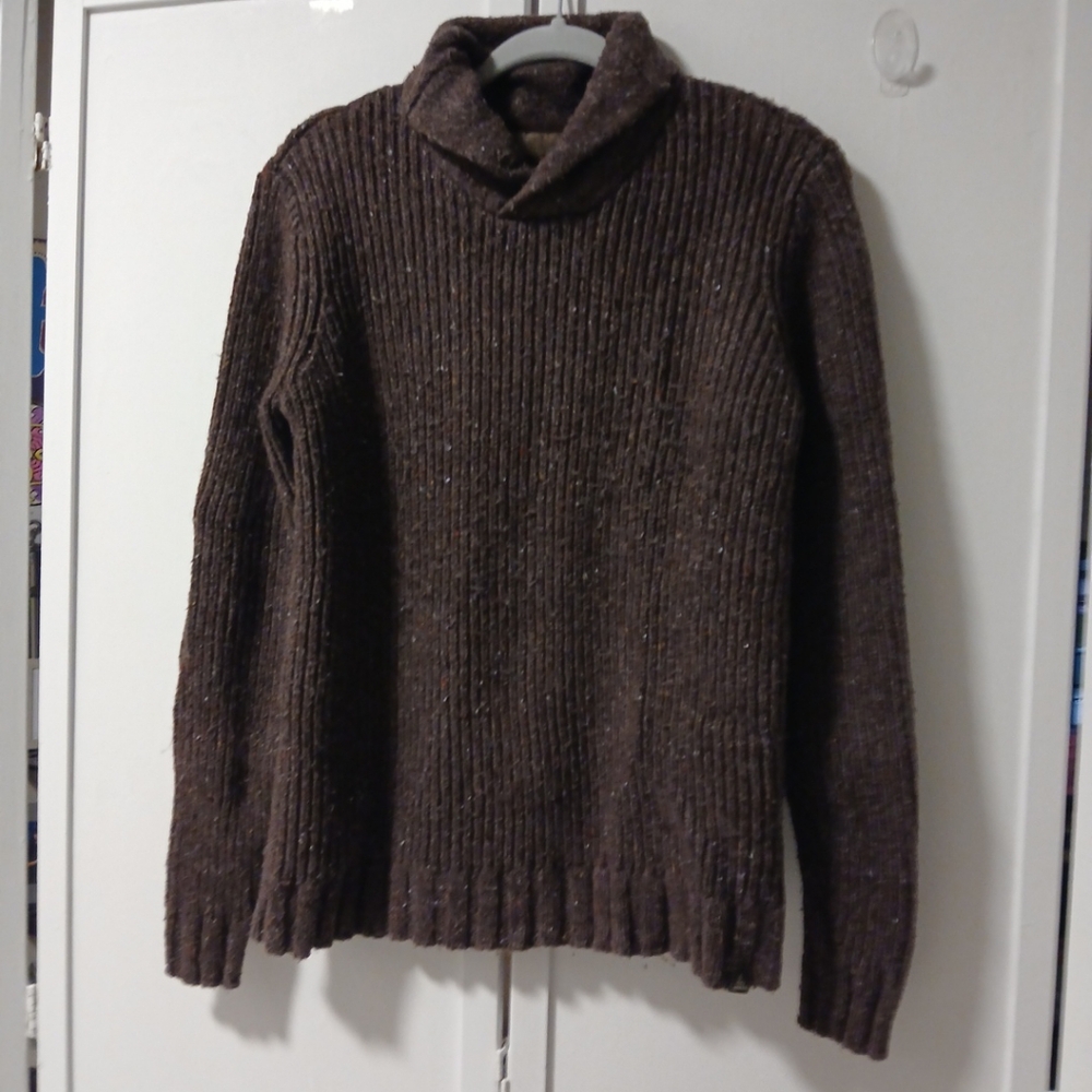PRANA Women's Cowl Neck Sweater  Size M Chunky Knit Wool Blend Tunic Length